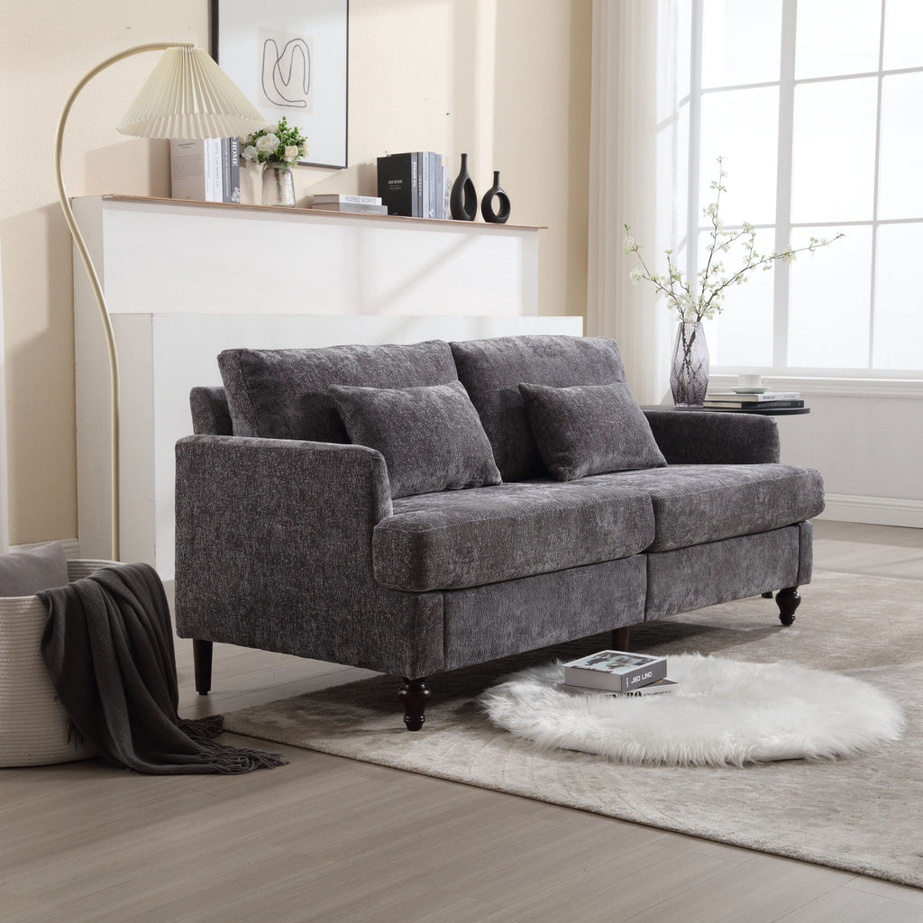 Mid Century Modern Fabric Loveseat Sofa, 2 Seat Upholstered Couch