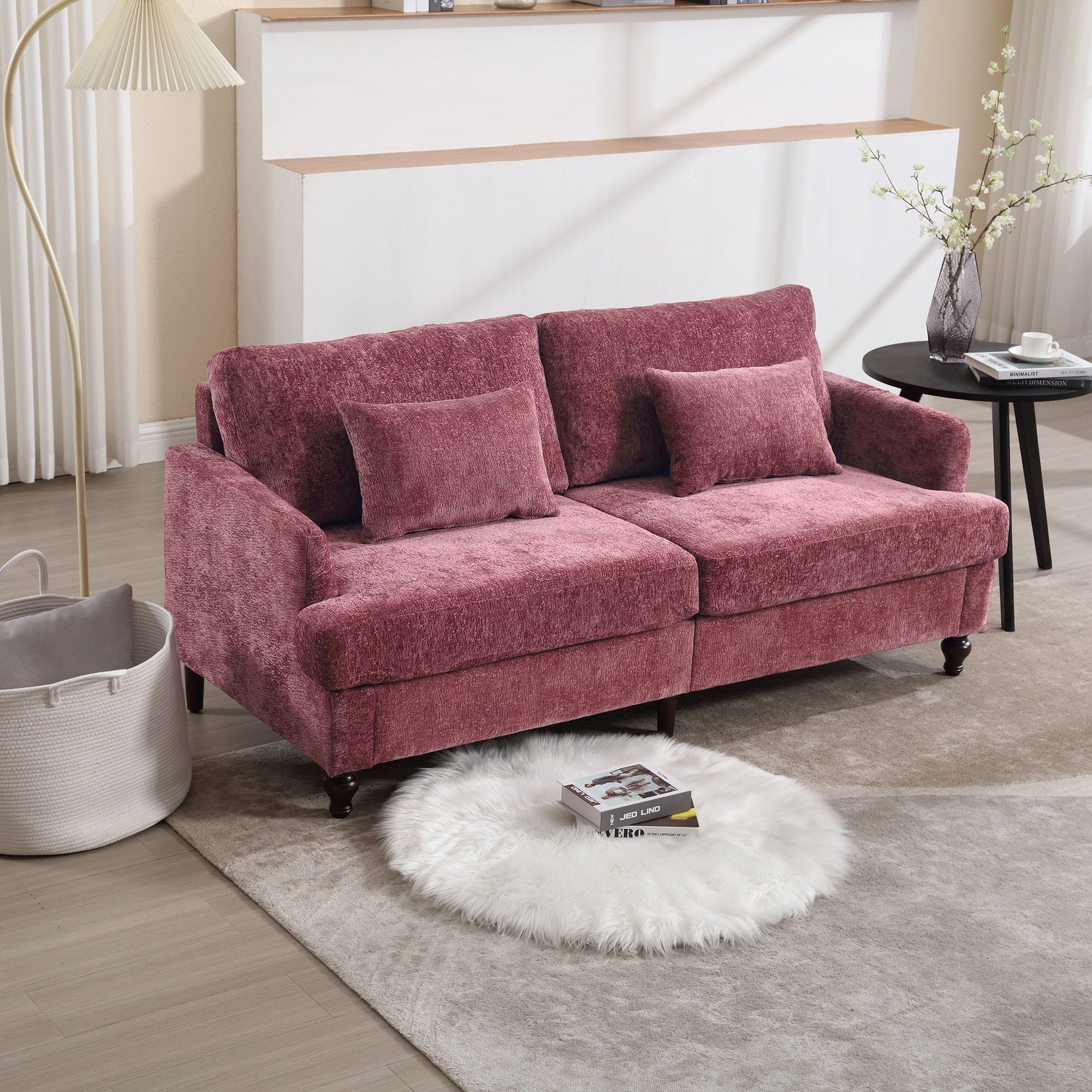 Mid Century Modern Fabric Loveseat Sofa, 2 Seat Upholstered Couch