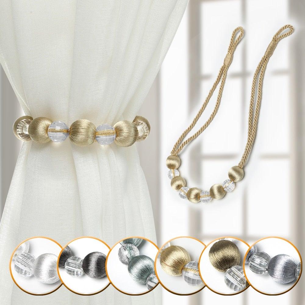 Curtain Tie Backs Rope Curtain Tiebacks With Bling Crystal Beads Curtain Decor Accessories Clips Curtain Holders For Drape  Durable Tie Backs Drapery Holdbacks Holder For Window Curtain Panels Drapes Home Decor