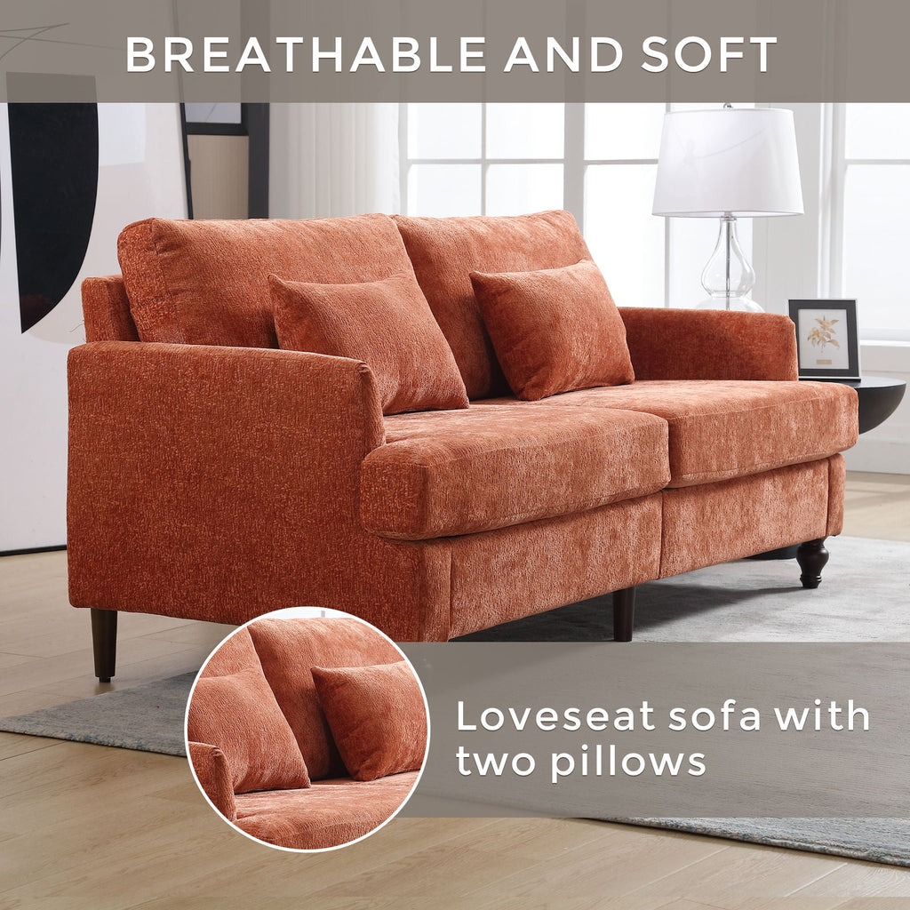 Mid Century Modern Fabric Loveseat Sofa, 2 Seat Upholstered Couch