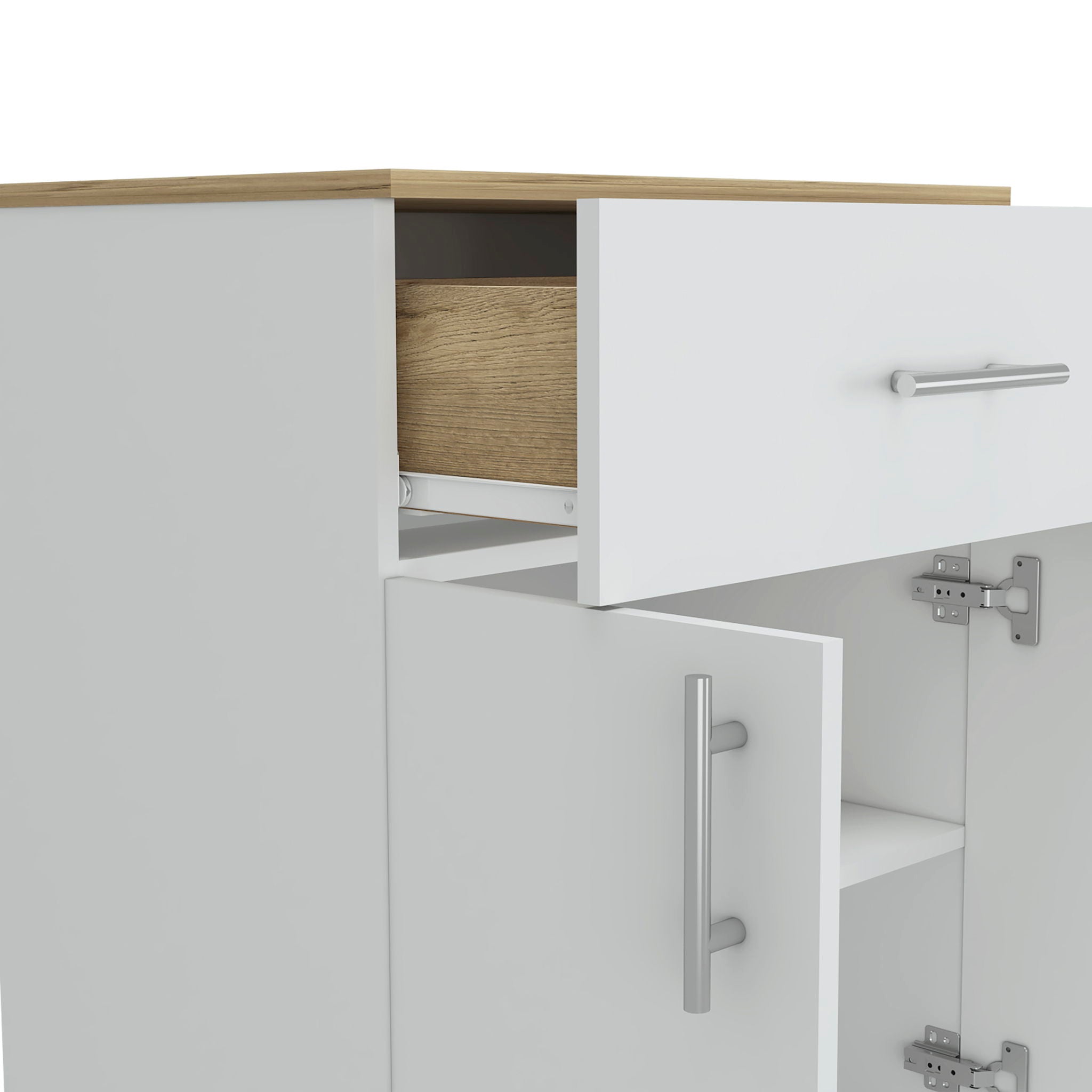 Pantry Organizer Cabinet One Drawer, Two Interior Shelves, Two Doors -