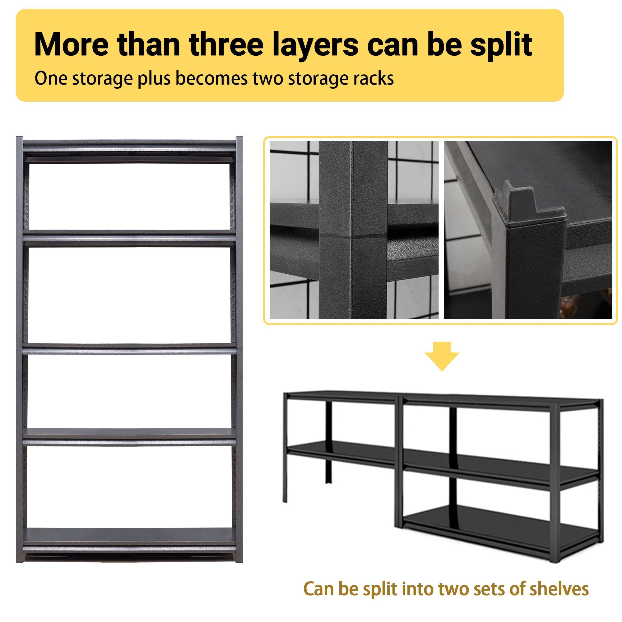 72"H 5 Tier Metal Shelves for Storage Garage Shelving 2000LBS Heavy Duty Storage Shelves AdjustableRack,35.4"W*15.7"D*72"H,Black