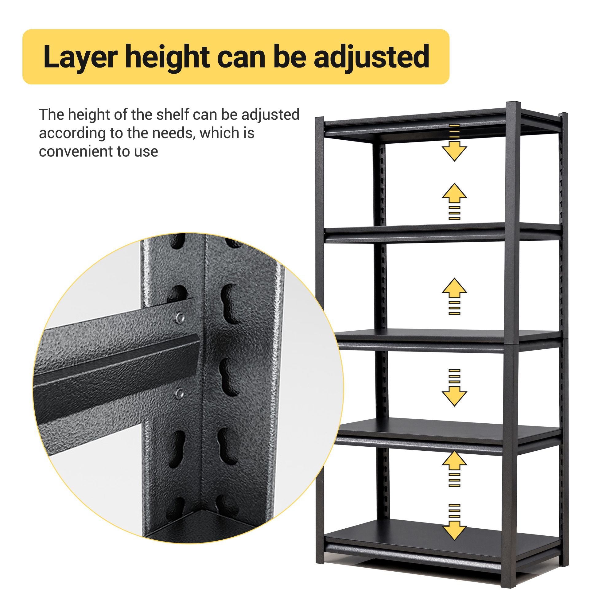72"H 5 Tier Metal Shelves for Storage Garage Shelving 2000LBS Heavy Duty Storage Shelves AdjustableRack,35.4"W*15.7"D*72"H,Black