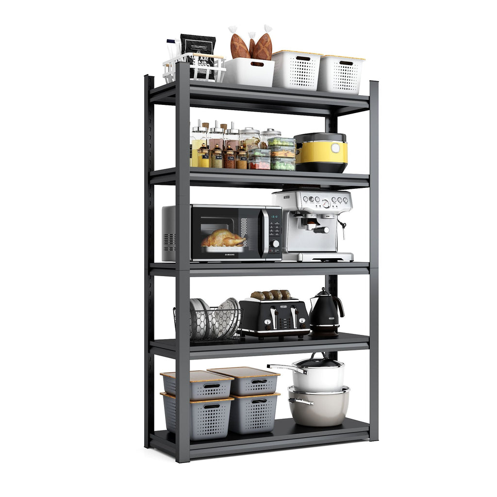 72"H 5 Tier Metal Shelves for Storage Garage Shelving 2000LBS Heavy Duty Storage Shelves AdjustableRack,35.4"W*15.7"D*72"H,Black