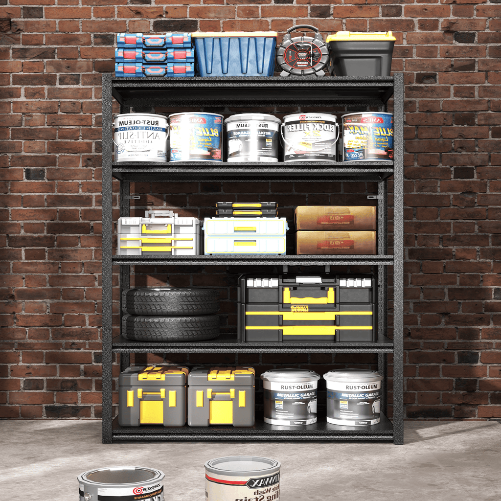 72"H 5 Tier Metal Shelves for Storage Garage Shelving 2000LBS Heavy Duty Storage Shelves AdjustableRack,35.4"W*15.7"D*72"H,Black