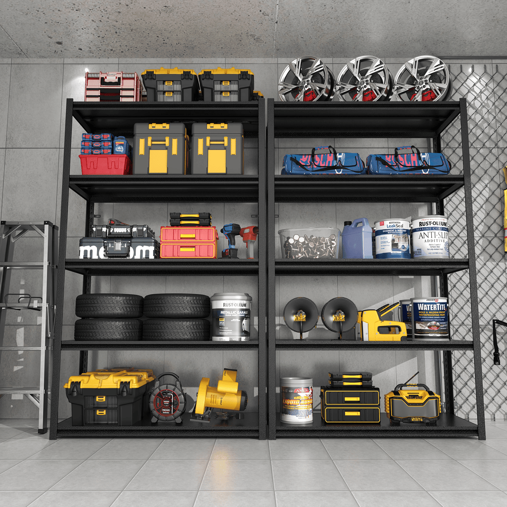72"H 5 Tier Metal Shelves for Storage Garage Shelving 2000LBS Heavy Duty Storage Shelves AdjustableRack,35.4"W*15.7"D*72"H,Black
