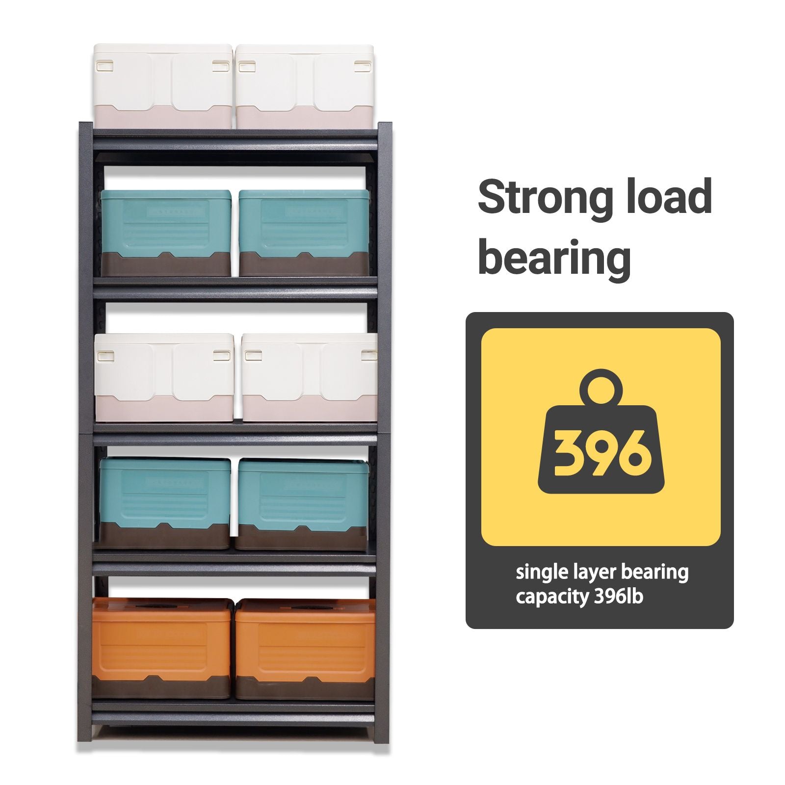 72"H 5 Tier Metal Shelves for Storage Garage Shelving 2000LBS Heavy Duty Storage Shelves AdjustableRack,35.4"W*15.7"D*72"H,Black