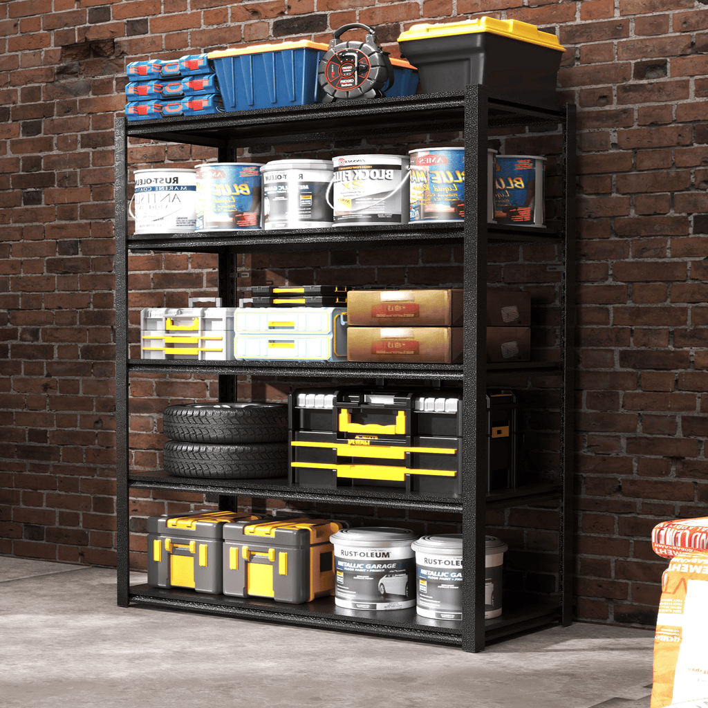 72"H 5 Tier Metal Shelves for Storage Garage Shelving 2000LBS Heavy Duty Storage Shelves AdjustableRack,35.4"W*15.7"D*72"H,Black