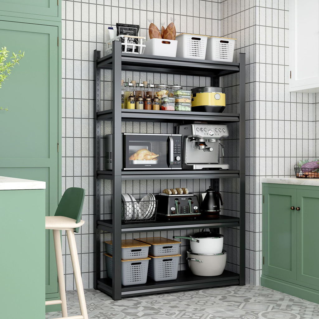 72"H 5 Tier Metal Shelves for Storage Garage Shelving 2000LBS Heavy Duty Storage Shelves AdjustableRack,35.4"W*15.7"D*72"H,Black