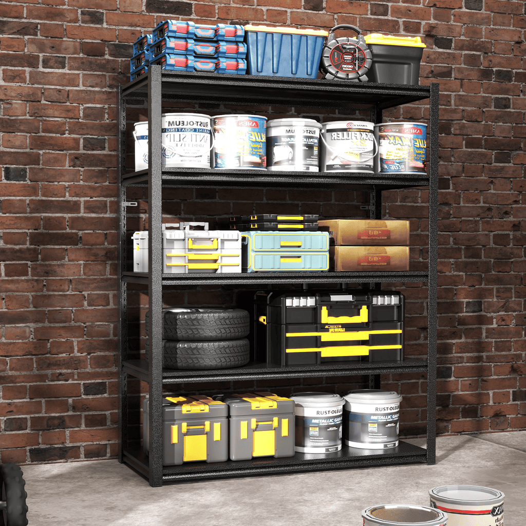72"H 5 Tier Metal Shelves for Storage Garage Shelving 2000LBS Heavy Duty Storage Shelves AdjustableRack,35.4"W*15.7"D*72"H,Black