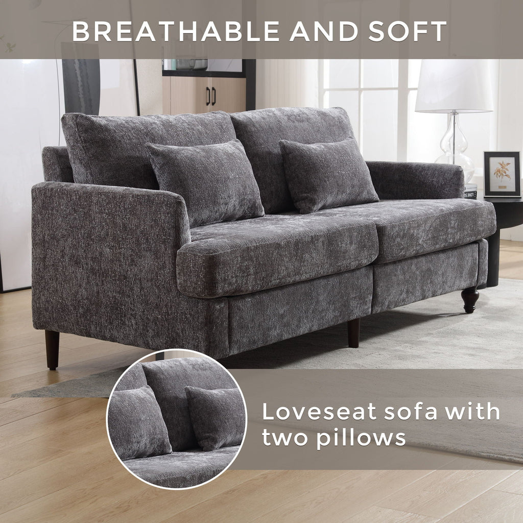 Mid Century Modern Fabric Loveseat Sofa, 2 Seat Upholstered Couch