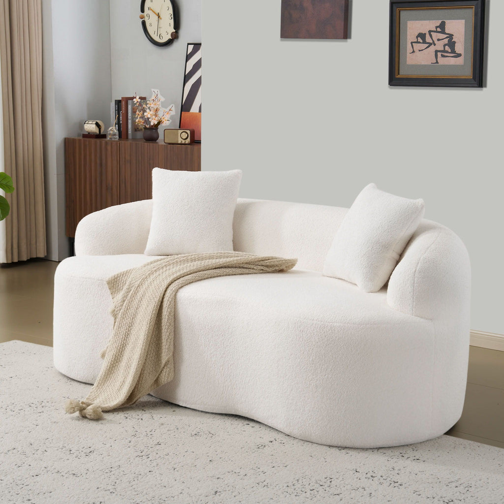 Curved Loveseat Sofa With Round Armrest