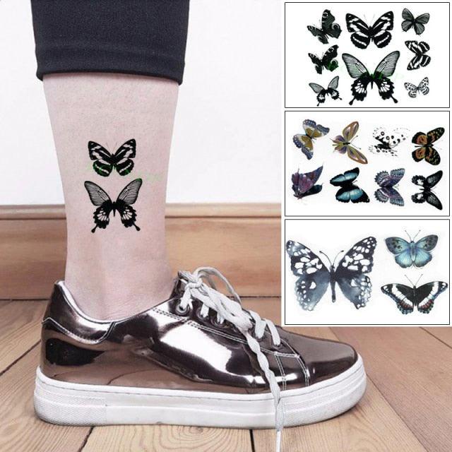 Elegant Waterproof Temporary Butterfly Sticker Tattoo Fake  Halloween Party Tattoo For Woman Girls