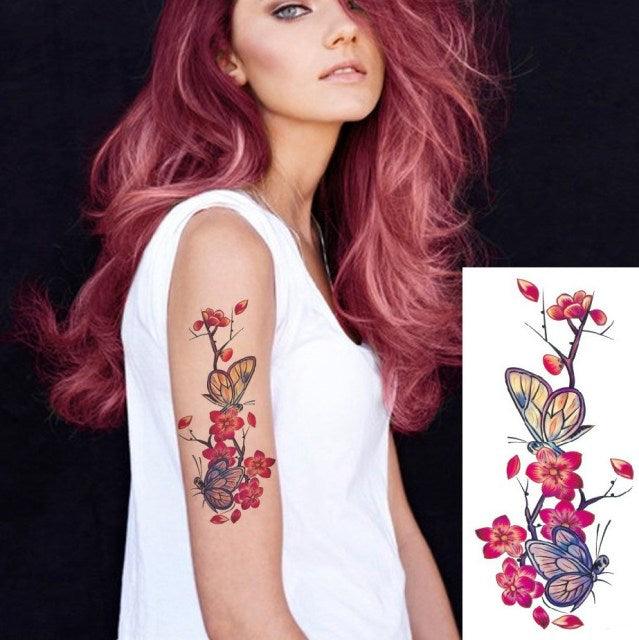 Elegant Waterproof Temporary Butterfly Sticker Tattoo Fake  Halloween Party Tattoo For Woman Girls
