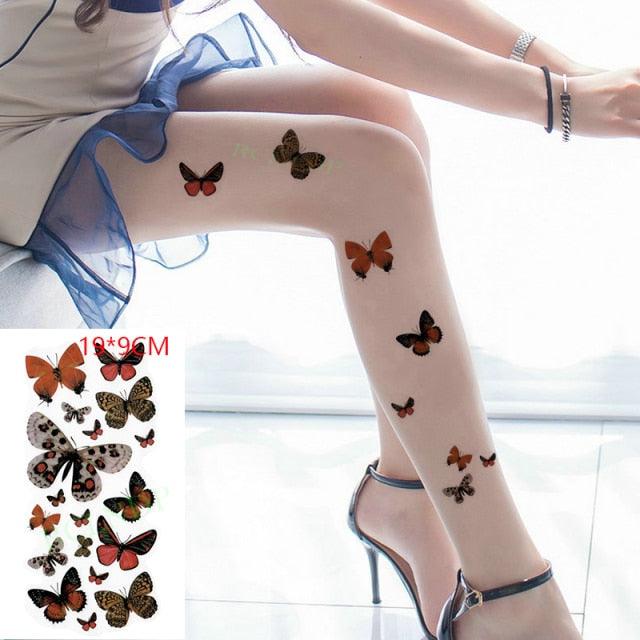 Elegant Waterproof Temporary Butterfly Sticker Tattoo Fake  Halloween Party Tattoo For Woman Girls