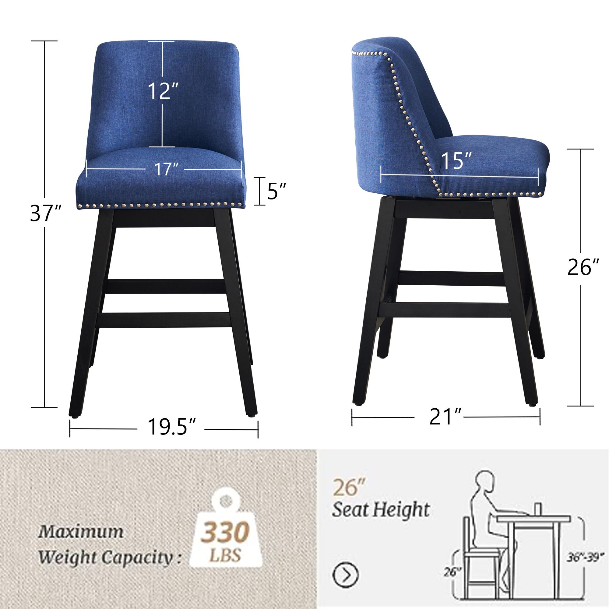 Upholstered Swivel Bar Stool