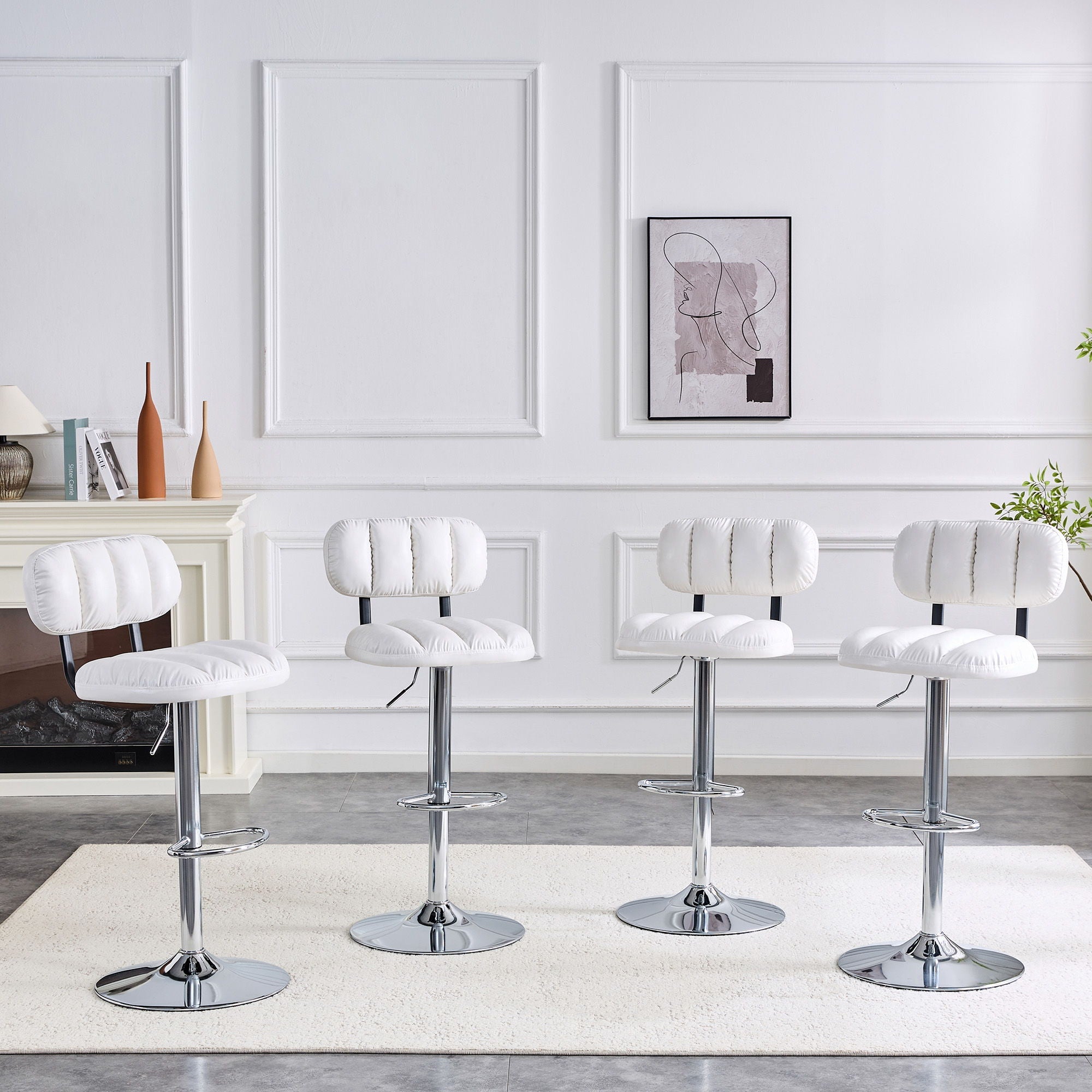 Adjustable Height Bar Stools With Footrest For Kitchen Island (Set of 2)