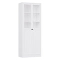 Tall Metal Kitchen Pantry Cabinet With Adjustable Shelves And Silent Magnetic Doors - White