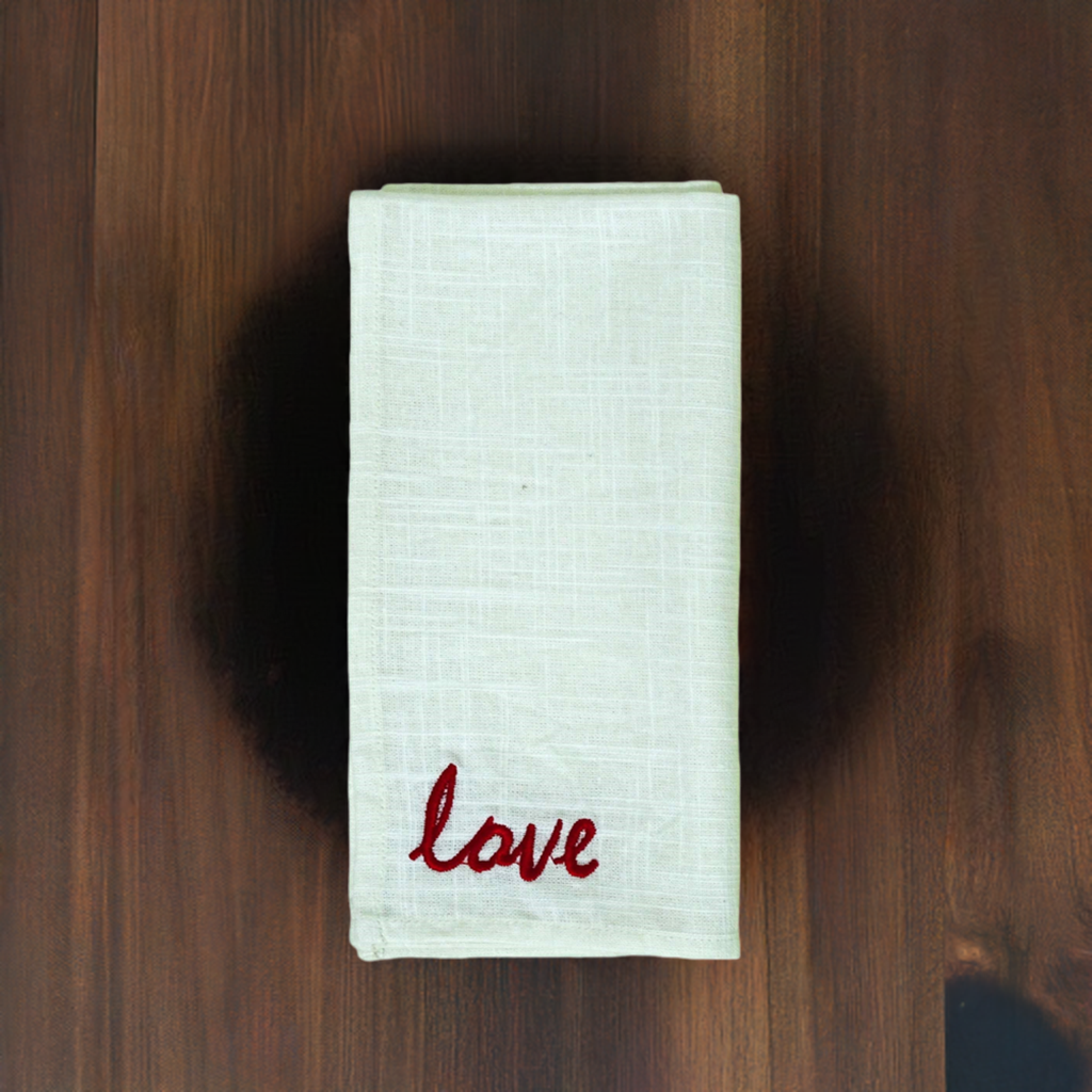 Table Cloth Napkins Set of 4 Red Embroidery
