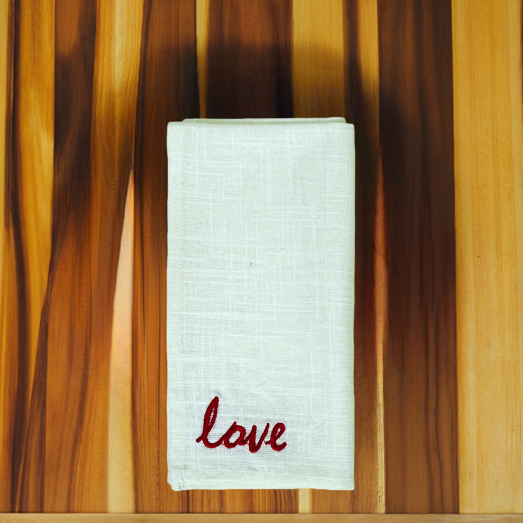 Table Cloth Napkins Set of 4 Red Embroidery