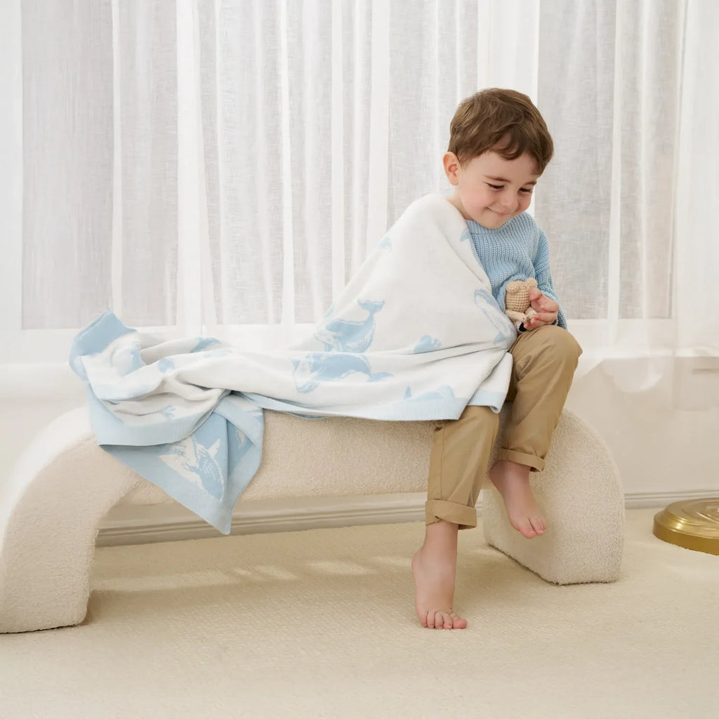 Whale Jacquard Knit Baby Blanket