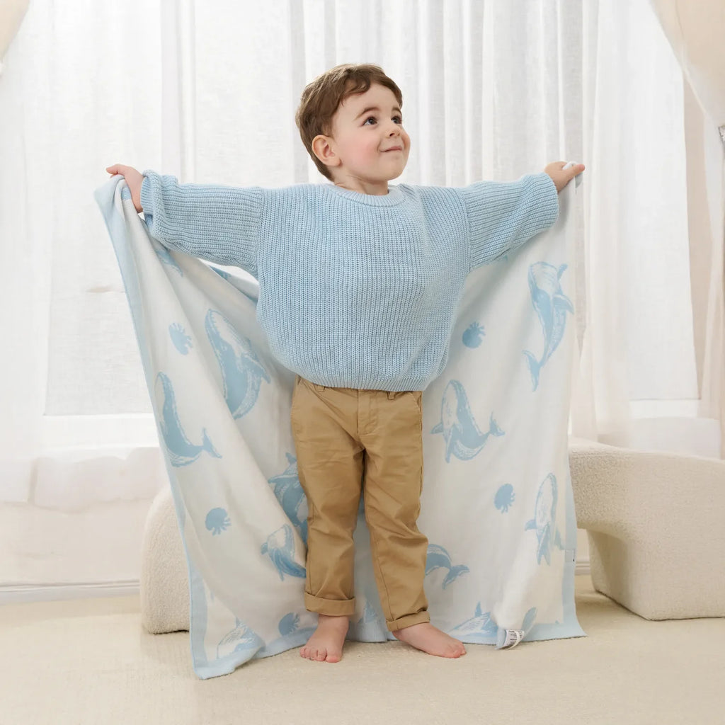 Whale Jacquard Knit Baby Blanket