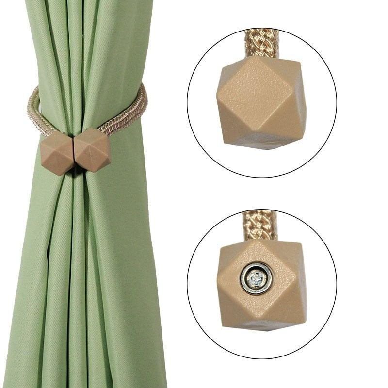 Magnetic Curtain Buckle Holder Curtain Tieback Hanging Multifaceted Ball Buckle Tie Back Curtain Straps Magnetic Curtain Tiebacks Decorative Window Drape Twist Tie Backs Octagon Style Curtain Holdbacks For Home Kitchen Office Window Decoration 46CM