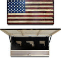 Large American Flag Gun Safe - Quick Access Hidden Gun Safe for Rifles, Shotguns, & Handguns - Gun Concealment Furniture with Magnetic Lock - Gun Self Hidden Storage (Red and Blue)