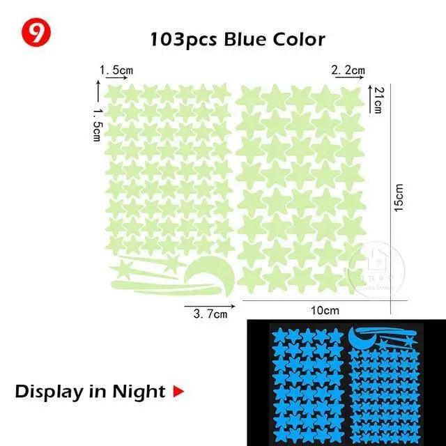 New Amazing Luminous Moon and Stars Wall Stickers for Kids Room Baby Nursery Home Decoration Wall Decals Glow in the Dark Bedroom Ceiling