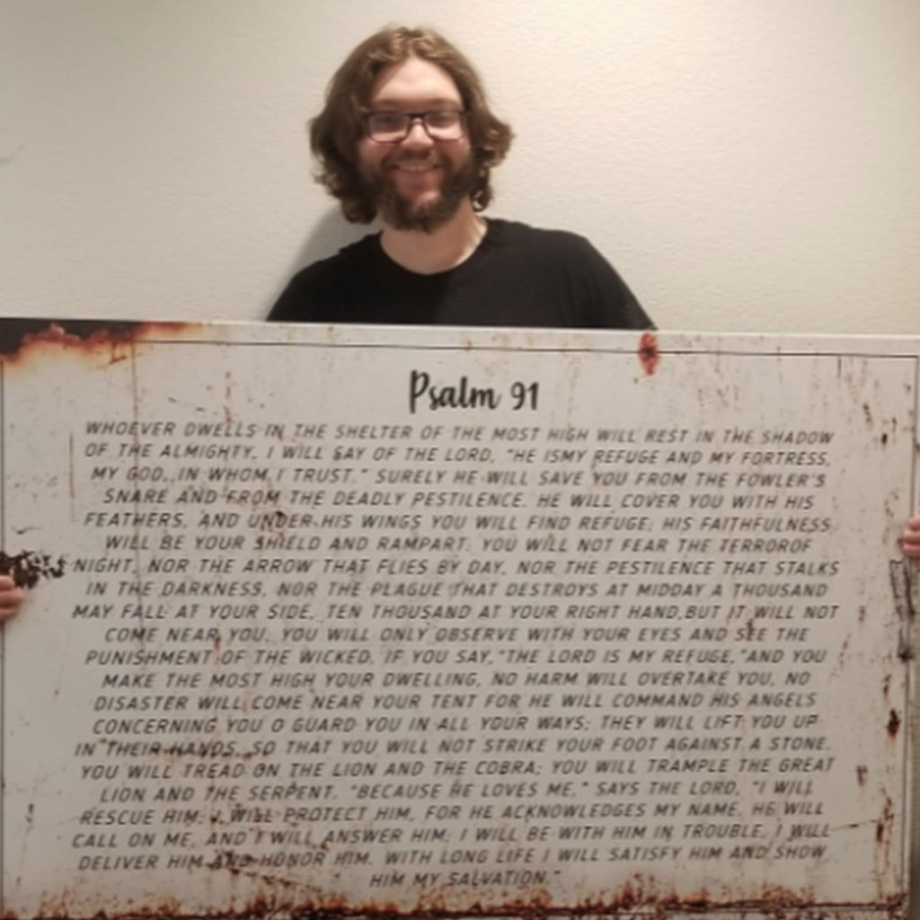 Psalm 91: He Is My Refuge – Rustic Christian Wall Art for Living Room,