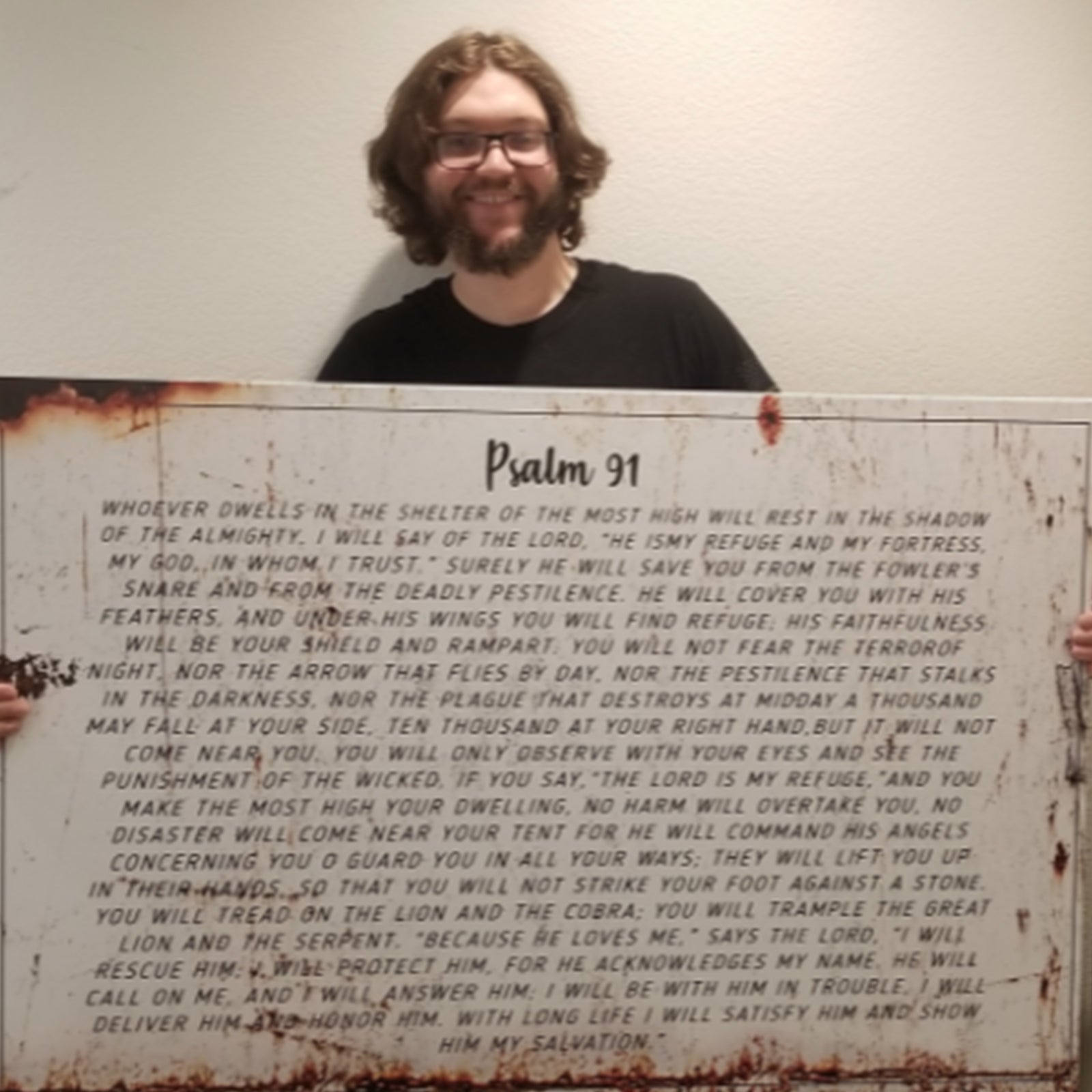 Psalm 91: He Is My Refuge – Rustic Christian Wall Art for Living Room,