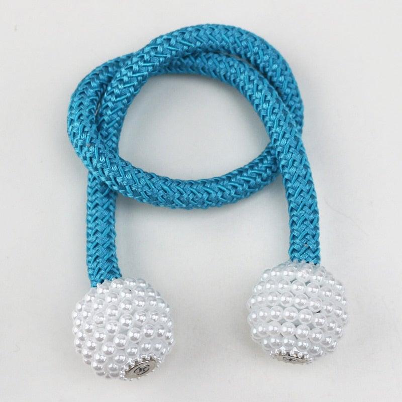 Pearl Magnetic Curtain Clip Tieback Home Decor Buckle Curtain Holder Hanging Ball Rope Straps Holdbacks Room Accessories Strong Magnetic Curtain Tiebacks Pearl Decorative Rope Window Holdbacks For Drapes Home Office