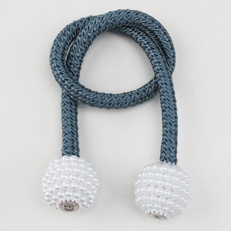 Pearl Magnetic Curtain Clip Tieback Home Decor Buckle Curtain Holder Hanging Ball Rope Straps Holdbacks Room Accessories Strong Magnetic Curtain Tiebacks Pearl Decorative Rope Window Holdbacks For Drapes Home Office
