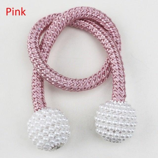 Pearl Magnetic Curtain Clip Tieback Home Decor Buckle Curtain Holder Hanging Ball Rope Straps Holdbacks Room Accessories Strong Magnetic Curtain Tiebacks Pearl Decorative Rope Window Holdbacks For Drapes Home Office