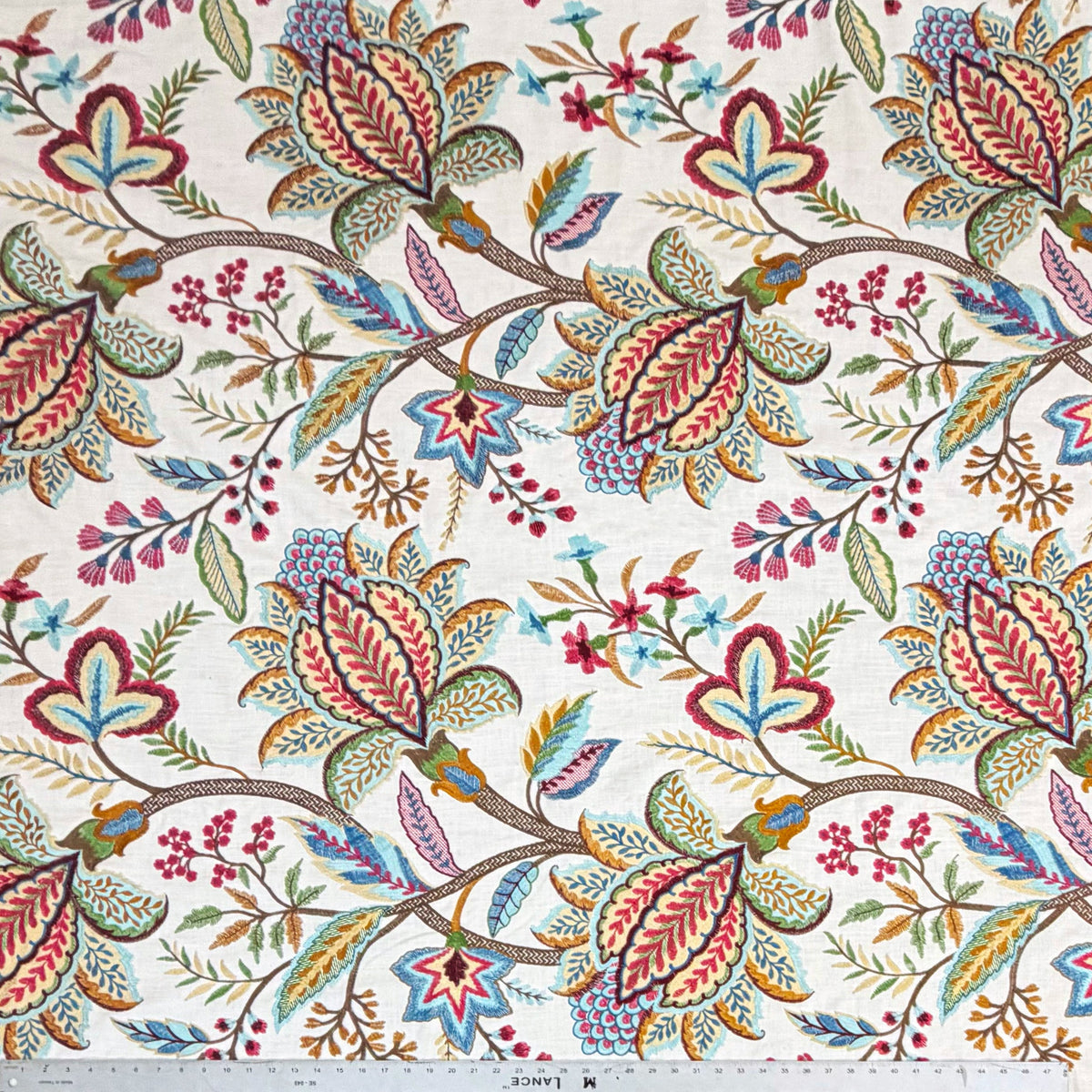 PENELOPE - CREWEL EMBROIDERY FABRIC, PERFECT FOR CURTAINS and DRAPERIES