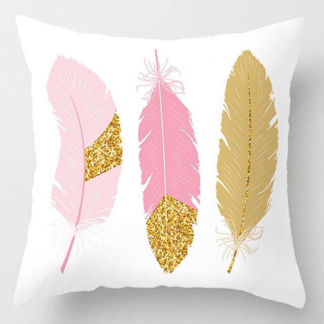 Pink Feather Pillowcase Decorative Sofa Cushion Case Bed Pillow Cover Soft Decorative Square Throw Pillow Cover Cushion Covers Pillow Case Home Decor Decorations for Sofa Couch Bed Chair Home Decor Car Cushion Cover Cute Pillow Case 45X45CM