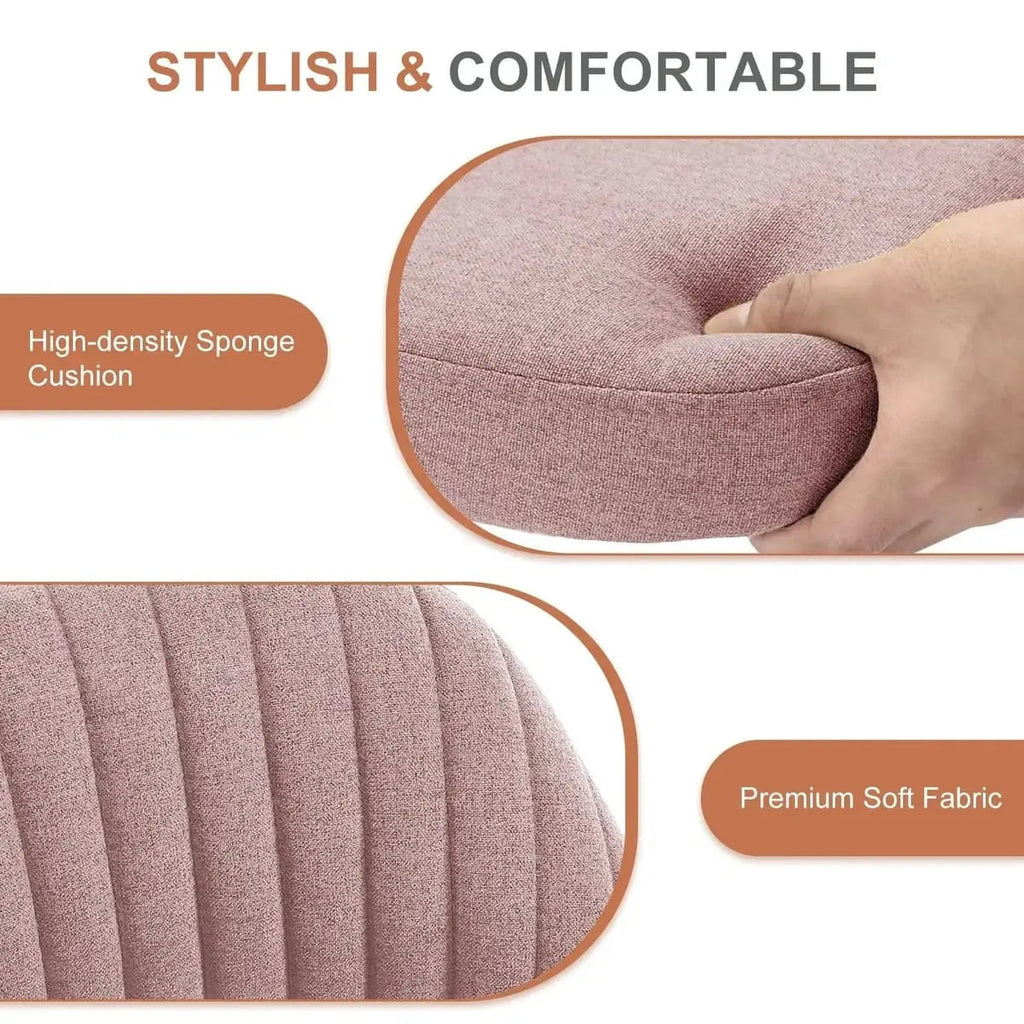 Pink Fabric Armless Swivel Office Chair With Wheels For Home