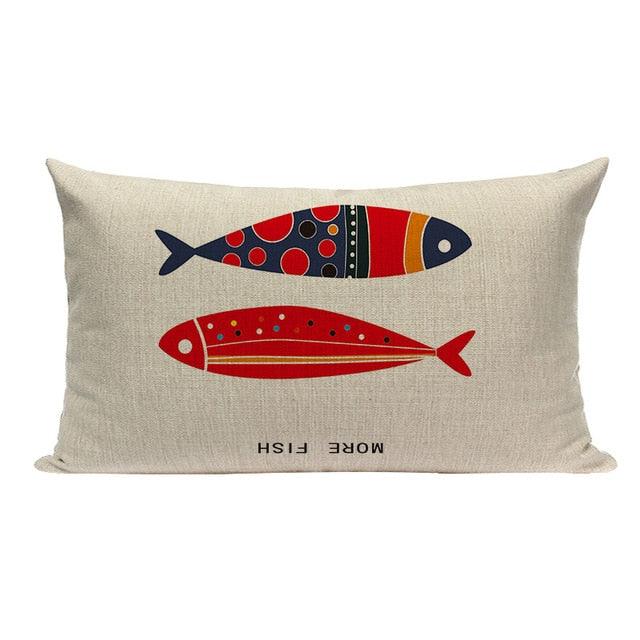 Vintage Decoration Cushion Colorful Fish Spring Decorative Throw Pillow Cover Home Sign Summer Cruise Decoration Home Pillowcase Houseware Car Home Decor Pillow Case Covers