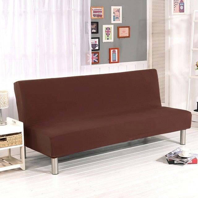 Solid Colors Armless Sofa Bed Cover Universal Size Elastic Couch Covers Washable Removable Slipcovers For Living Room Stretch Sofa Cover Furniture Protector Without Armrests Slipcover Soft With Elastic Bottom For Kids