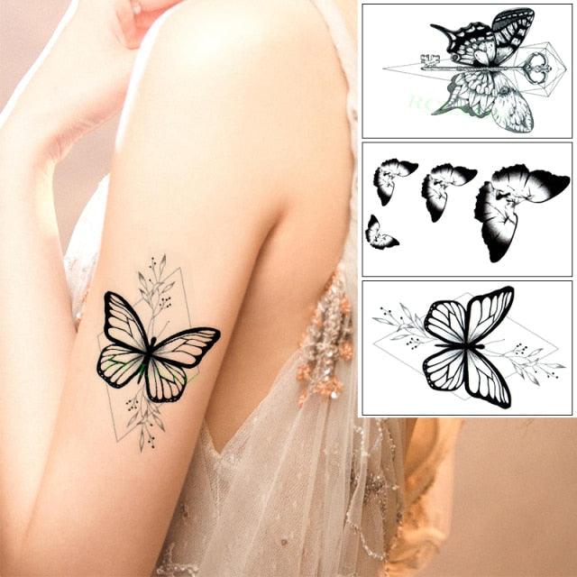 Elegant Waterproof Temporary Butterfly Sticker Tattoo Fake  Halloween Party Tattoo For Woman Girls