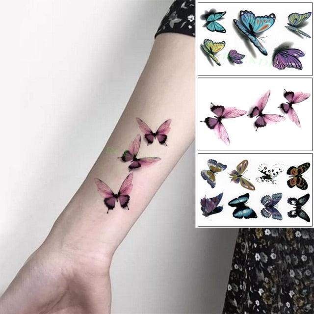 Elegant Waterproof Temporary Butterfly Sticker Tattoo Fake  Halloween Party Tattoo For Woman Girls