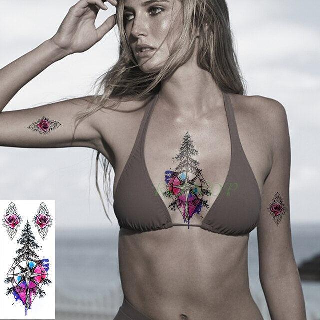 Elegant Waterproof Temporary Butterfly Sticker Tattoo Fake  Halloween Party Tattoo For Woman Girls