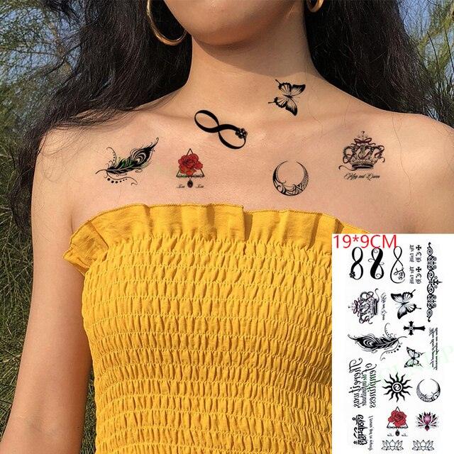 Elegant Waterproof Temporary Butterfly Sticker Tattoo Fake  Halloween Party Tattoo For Woman Girls