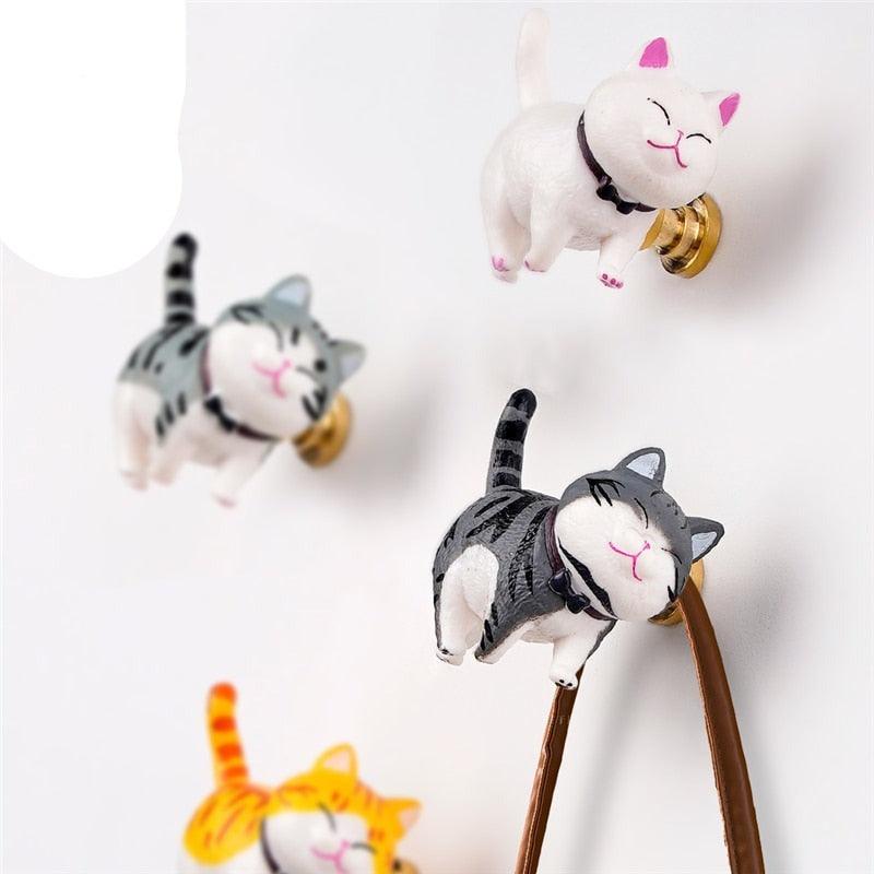 Shape Cabinet Knobs Handles for Kids Room Lovely Decorative Wall Hooks Hats Clothes Hanging Hooks Furniture Handle Cat Decoration Cute Simulation Decoration Hooks Interior Cat Hooks for Home Decoration & Hangs