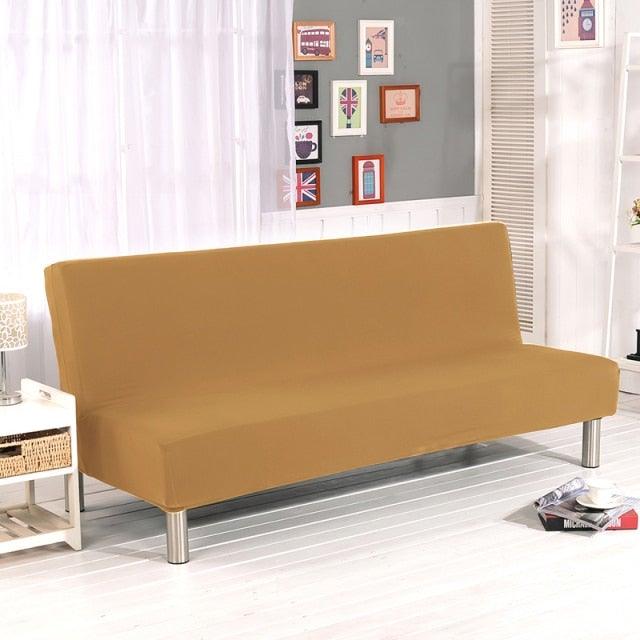 Solid Colors Armless Sofa Bed Cover Universal Size Elastic Couch Covers Washable Removable Slipcovers For Living Room Stretch Sofa Cover Furniture Protector Without Armrests Slipcover Soft With Elastic Bottom For Kids