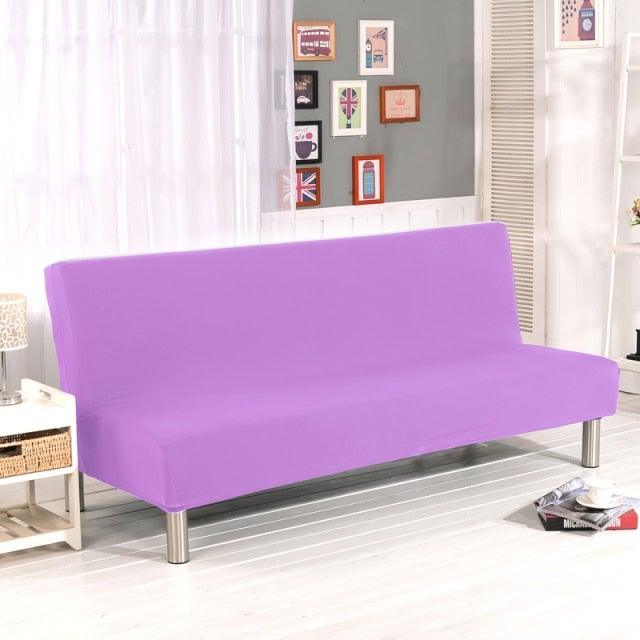 Solid Colors Armless Sofa Bed Cover Universal Size Elastic Couch Covers Washable Removable Slipcovers For Living Room Stretch Sofa Cover Furniture Protector Without Armrests Slipcover Soft With Elastic Bottom For Kids