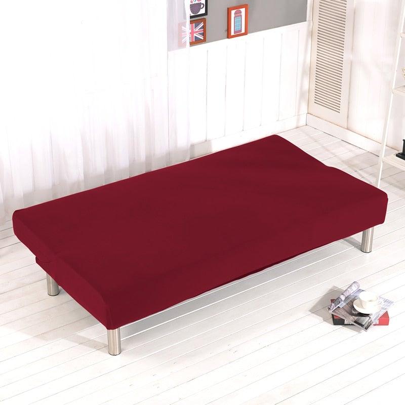 Solid Colors Armless Sofa Bed Cover Universal Size Elastic Couch Covers Washable Removable Slipcovers For Living Room Stretch Sofa Cover Furniture Protector Without Armrests Slipcover Soft With Elastic Bottom For Kids