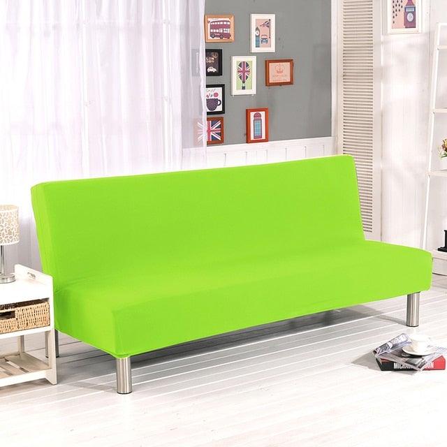 Solid Colors Armless Sofa Bed Cover Universal Size Elastic Couch Covers Washable Removable Slipcovers For Living Room Stretch Sofa Cover Furniture Protector Without Armrests Slipcover Soft With Elastic Bottom For Kids
