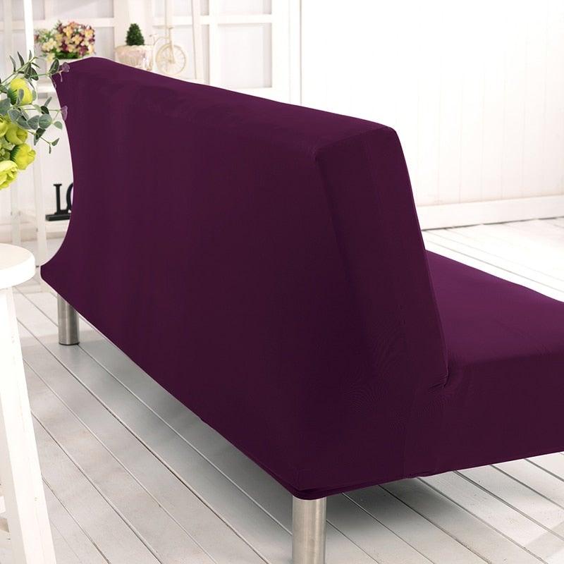 Solid Colors Armless Sofa Bed Cover Universal Size Elastic Couch Covers Washable Removable Slipcovers For Living Room Stretch Sofa Cover Furniture Protector Without Armrests Slipcover Soft With Elastic Bottom For Kids