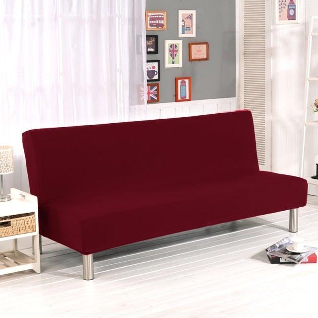 Solid Colors Armless Sofa Bed Cover Universal Size Elastic Couch Covers Washable Removable Slipcovers For Living Room Stretch Sofa Cover Furniture Protector Without Armrests Slipcover Soft With Elastic Bottom For Kids